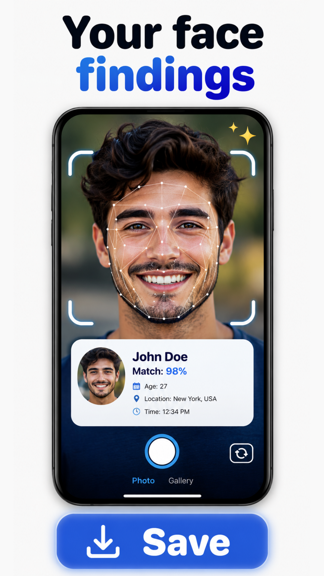 AI analyzing facial features in the Face Identifier app